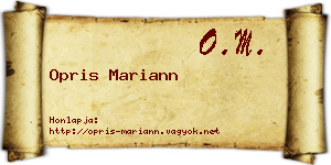 Opris Mariann névjegykártya